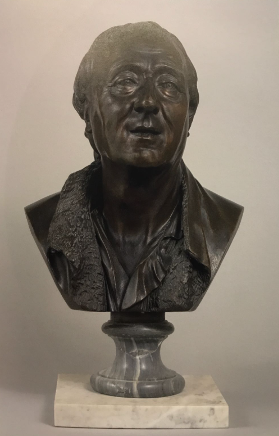 作家德尼·狄德羅青銅雕像，他是當時最有影響力、貢獻最多的知識分子，致力推動公共藝術改革。