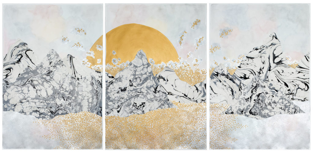 the-moon-and-the-tides-settling-in-111-8-x-228-6-cm-triptych-gouache-watercolour-and-collage-on-paper-2017