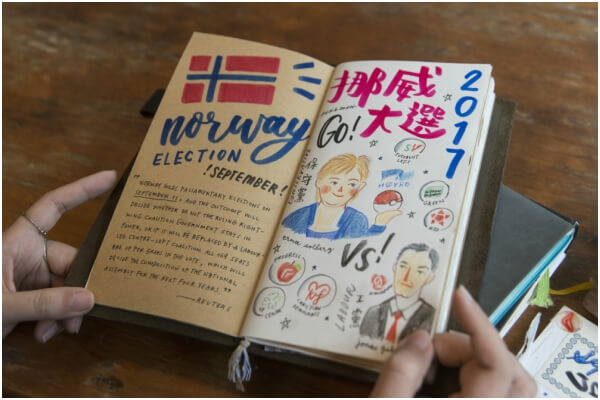 朋友見她擅長繪畫，便找她幫忙，用插畫解釋今屆挪威大選的爭議。
