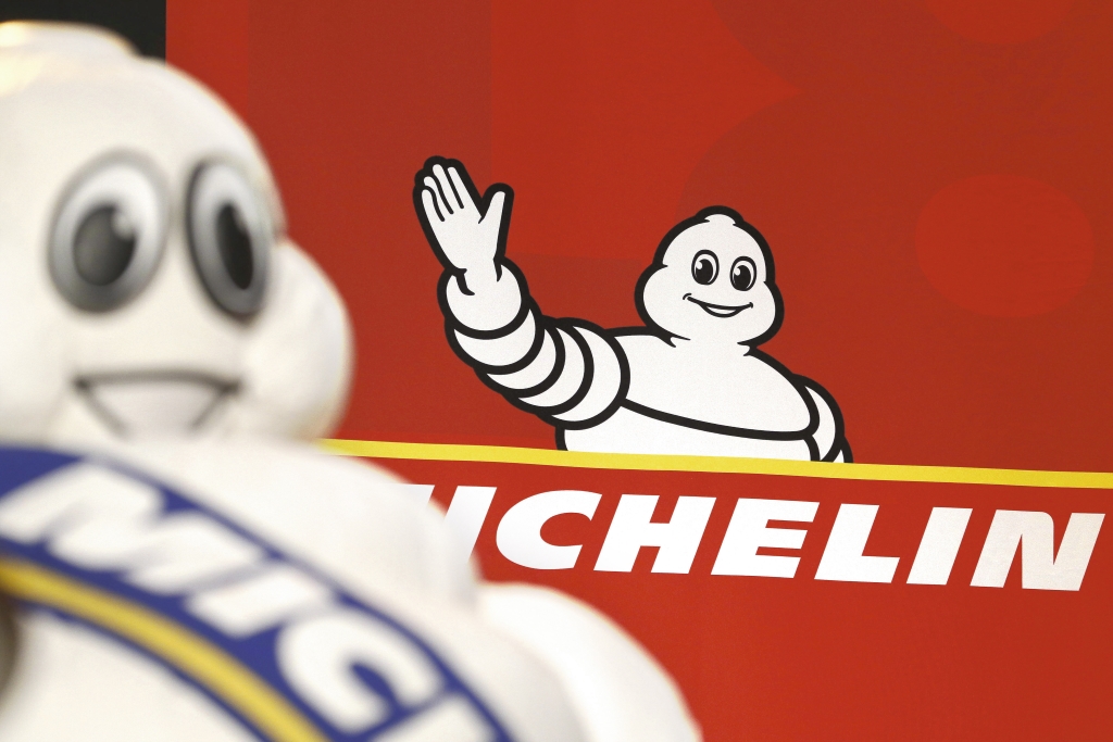 Illustration picture shows the Michelin logo during the presentation of the new edition of the Michelin 2018 restaurant and hotel guide for Belgium and Luxembourg, in Gent, Monday 20 November 2017. BELGA PHOTO NICOLAS MAETERLINCK
