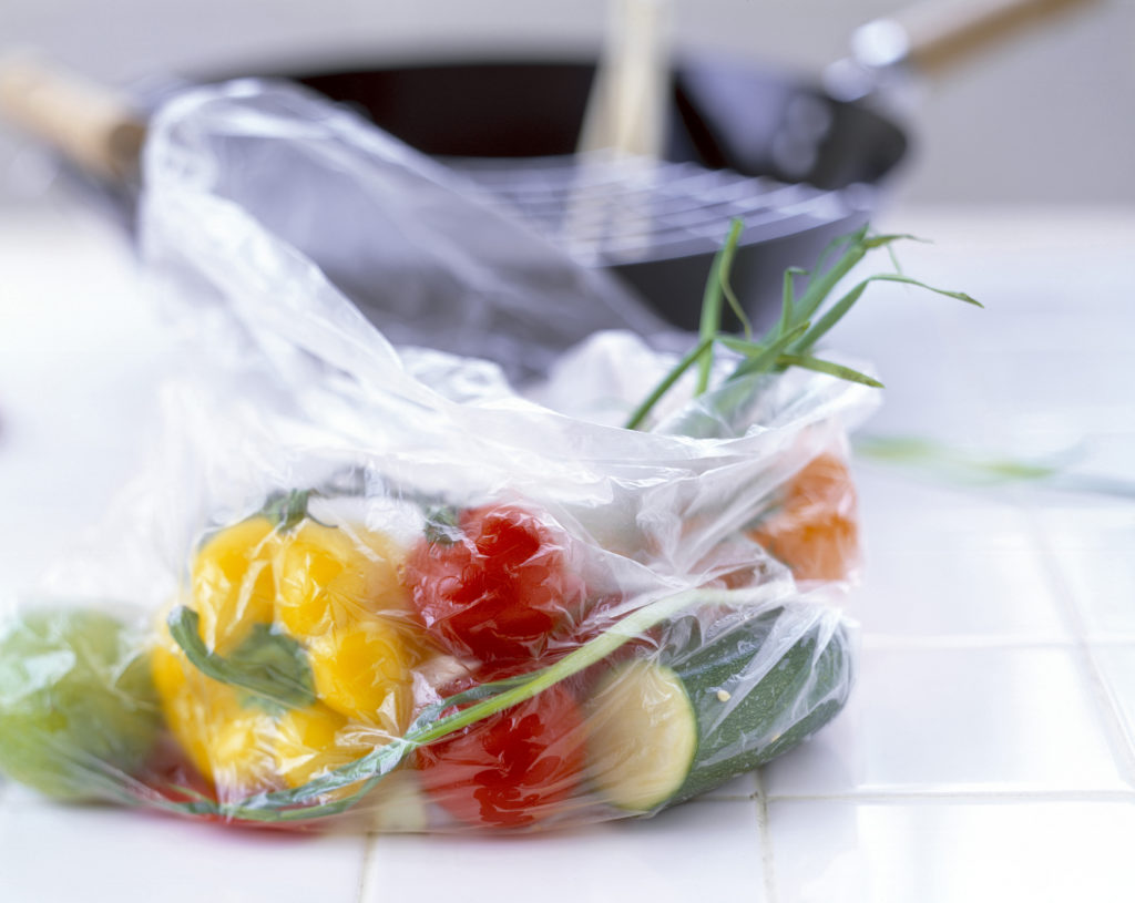 vegetables in plastic bag
