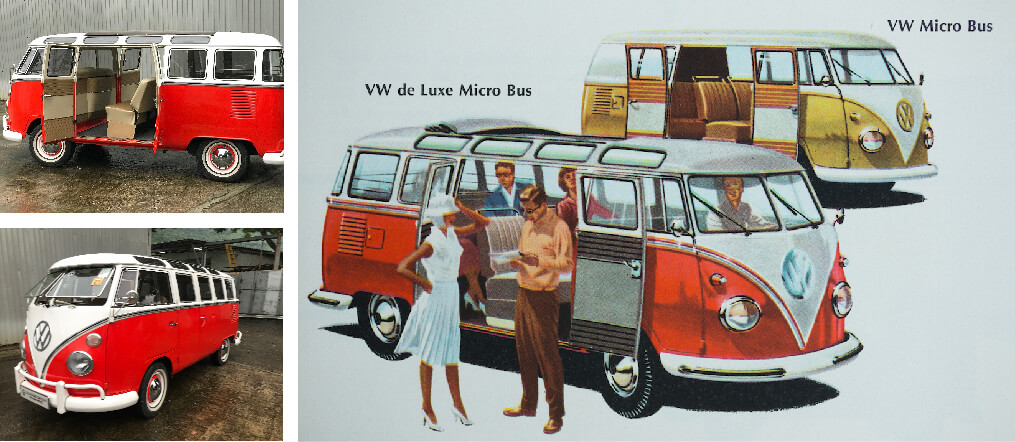 1965年出產的福士麵包車，特別之處在於有廿三隻窗，八座位，前後大玻璃都可以開啟，屬於豪華版。當年福士只出產兩種車，一款T1是甲蟲車，另一款T2就是麵包車。（圖片由牧哥提供）