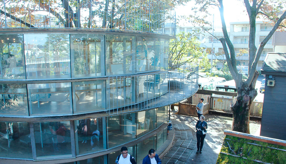 富士幼稚園的課室對外全是落地玻璃，孩子見證四時變化。