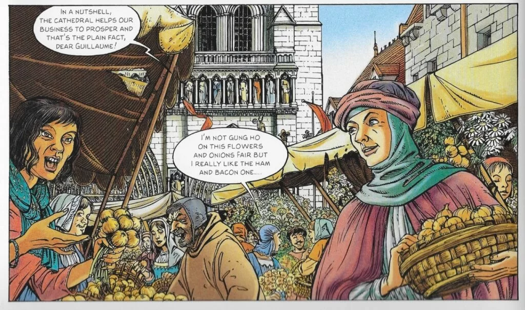 巴黎聖母院前的廣場成為市集中心，促進城市繁榮。