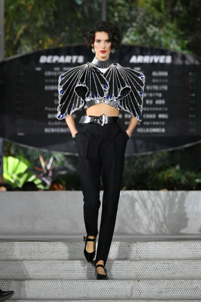 NEW YORK, NEW YORK - MAY 08: A model walks the runway during the Louis Vuitton Cruise 2020 Fashion Show at JFK Airport on May 08, 2019 in New York City.   Dia Dipasupil/Getty Images for Louis Vuitton/AFP