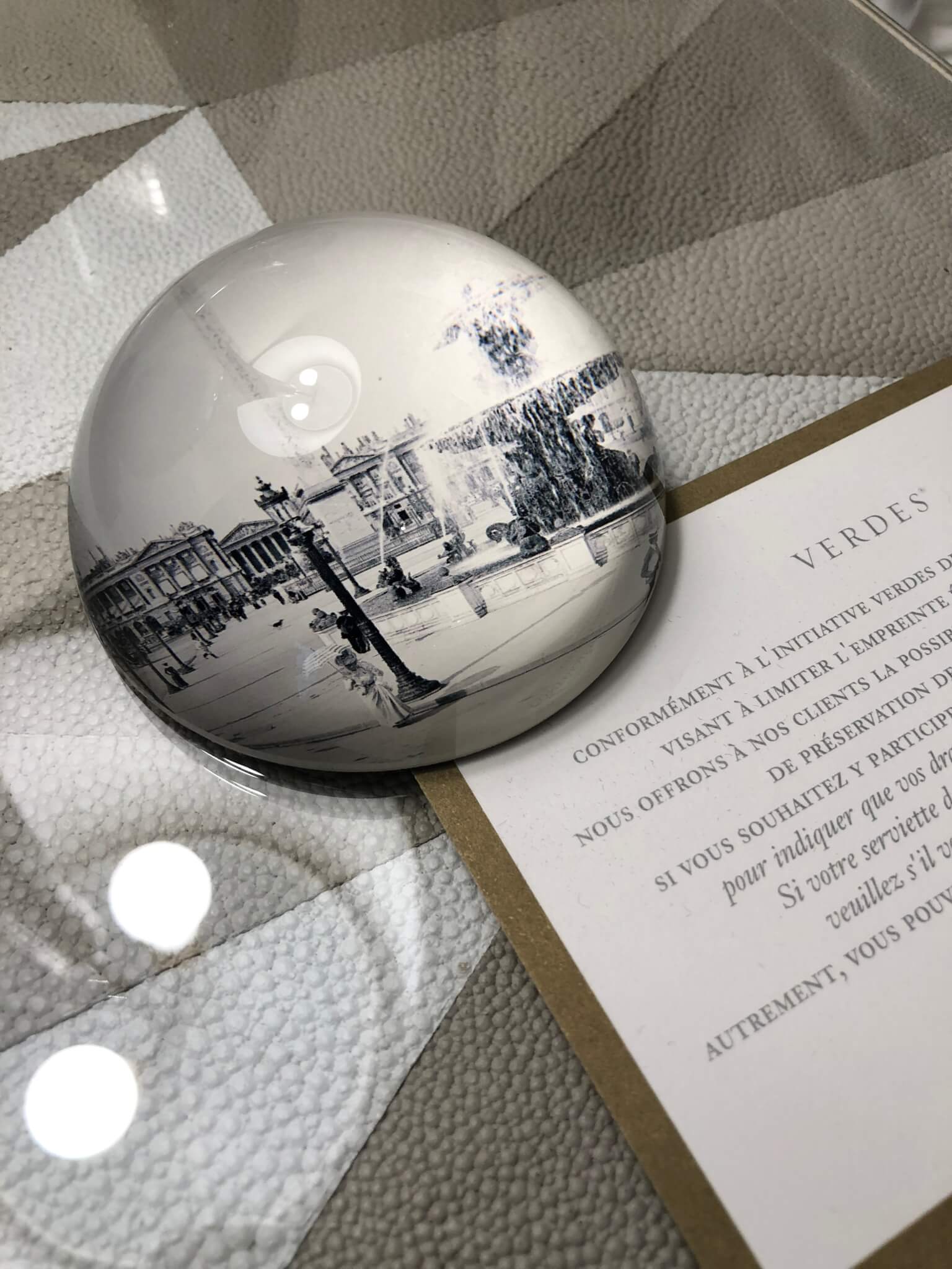 A random shot of a paper weight which sparks nostalgia, at the Hotel de Crillon, Paris, France. 