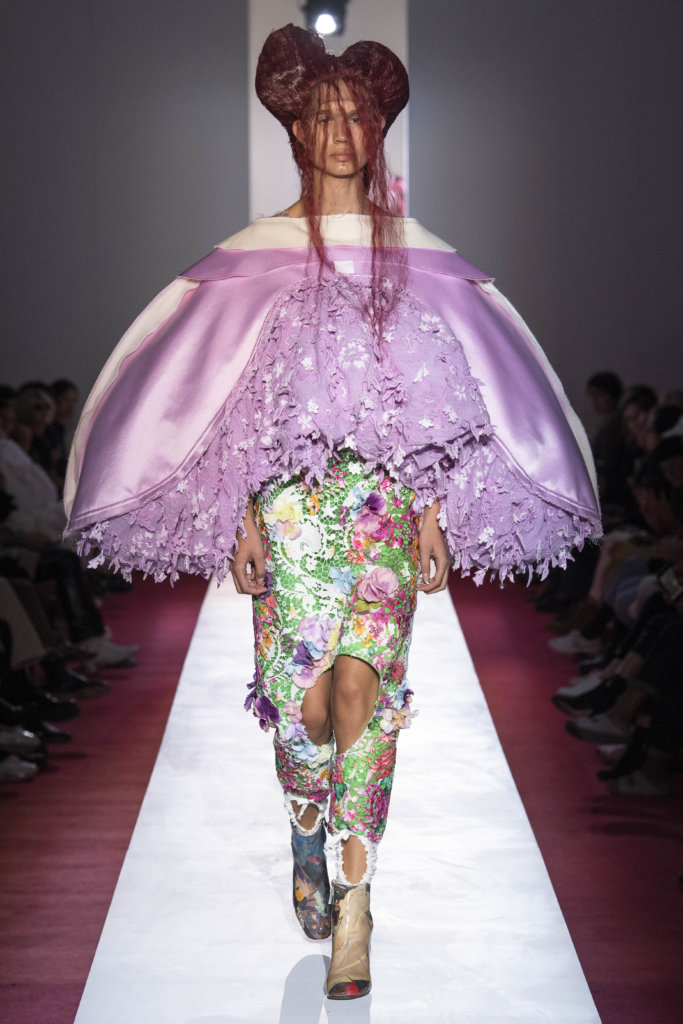 Model wears an outfit , as part of the pret a porter 2020, fashion week, Paris, France, from the house of comme des garçons