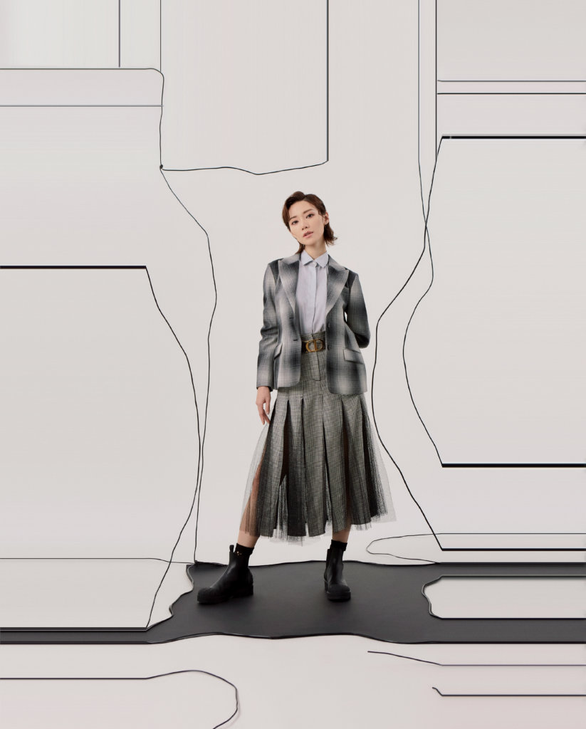BLOUSE $18,500 / JACKET $31,000 / SKIRT $45,000 / SOCKS $3,800 / BOOTS $9,500 ALL FROM DIOR