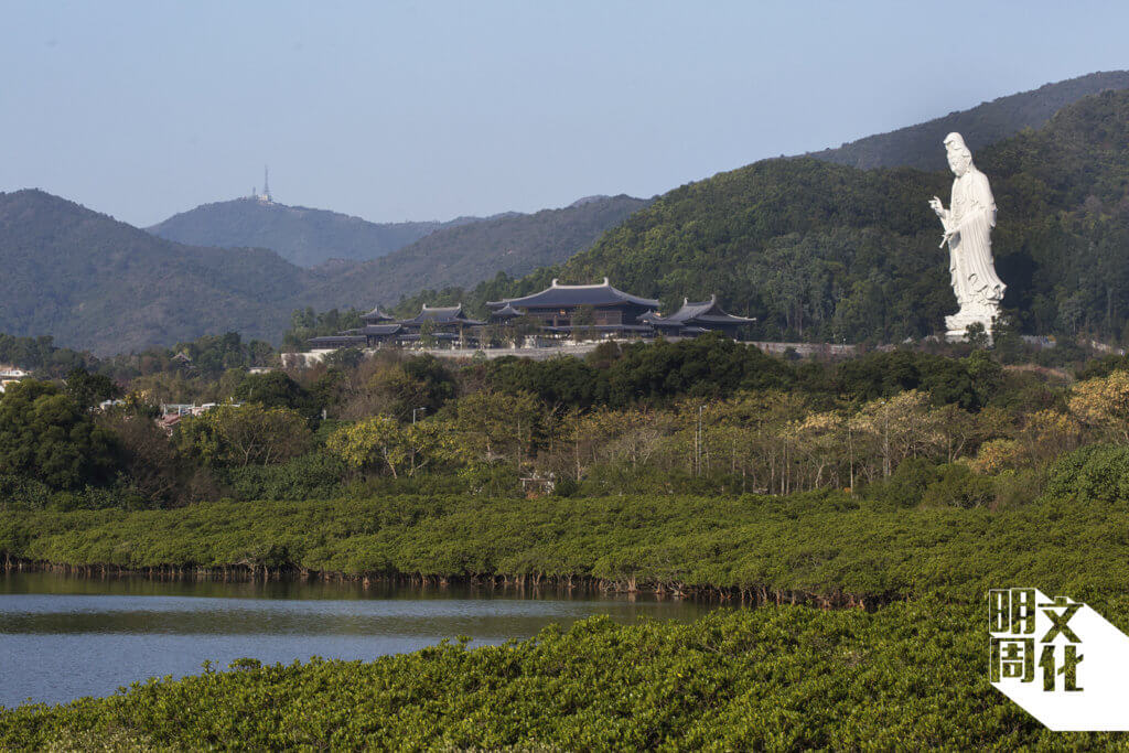 慈山寺是一座巍峨的望海觀音，純白如雲。