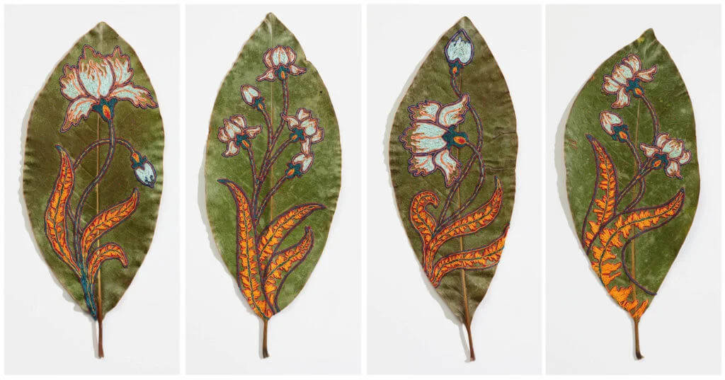 凋零的樹葉，經Hilary Waters Fayle巧手化作刺繡創作，生命得到永續。