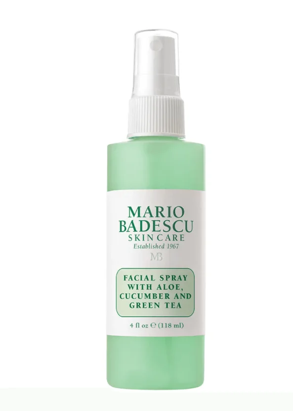 Mario Badescu Facial Spray (with Aloe, Cucumber and Green Tea) $60/118ml 潔⾯面後⽤用有舒緩鎮靜效果，好讓肌膚表層提升⽔水份，⽅方便便及後的護膚程序 