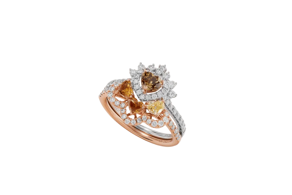 秋薰彩鑽系列18K 白色黃金及玫瑰金 - 彩色鑽石戒指 $37,300
