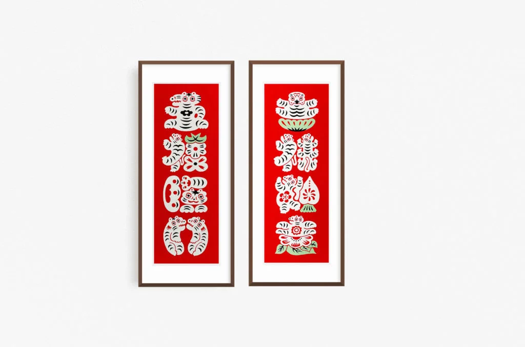 Yu Miyama作品，左為「五福臨門」，右為「吉祥如意」。