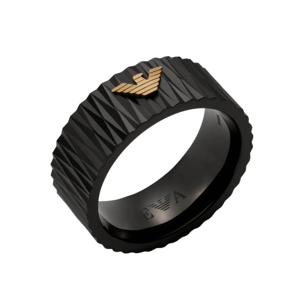Emporio Armani 黑色精鋼指環 $1,150