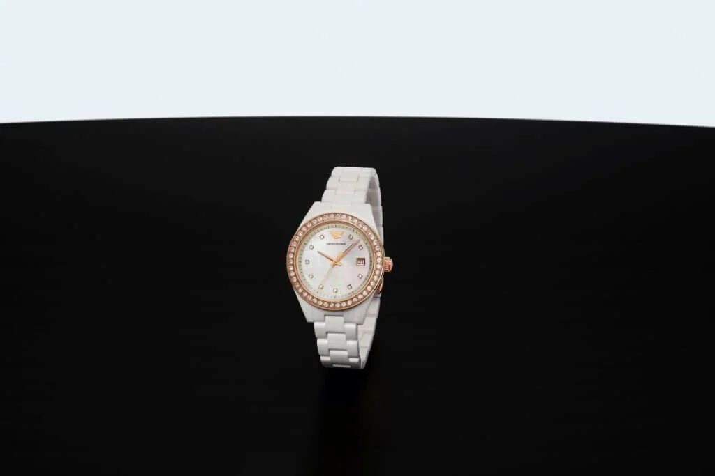 Emporio Armani 三指針日期顯示白色陶瓷腕錶 $4,500