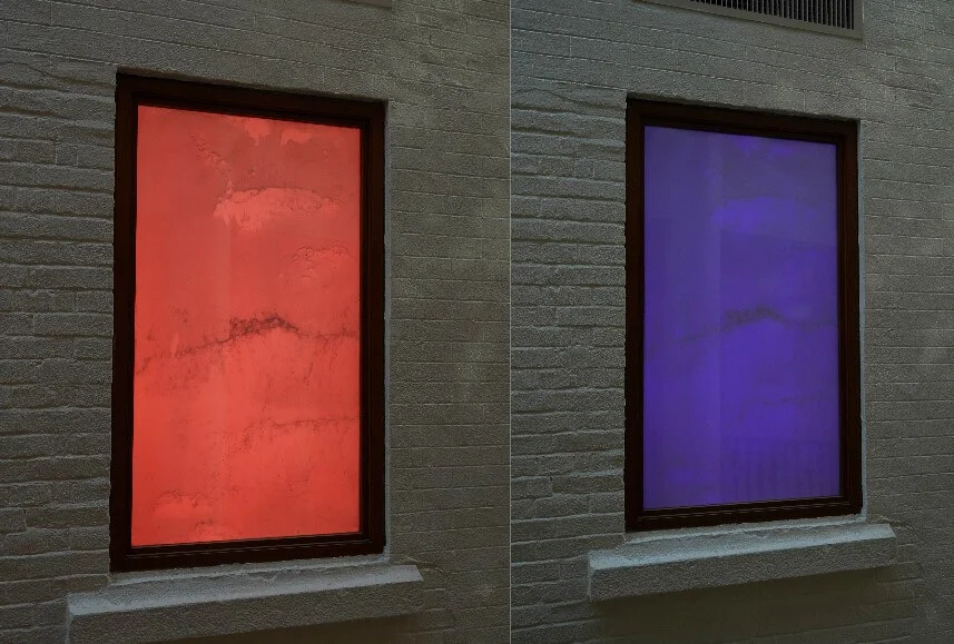 手造紙配合不同色彩的燈光,恍如不同時段的日照效果。