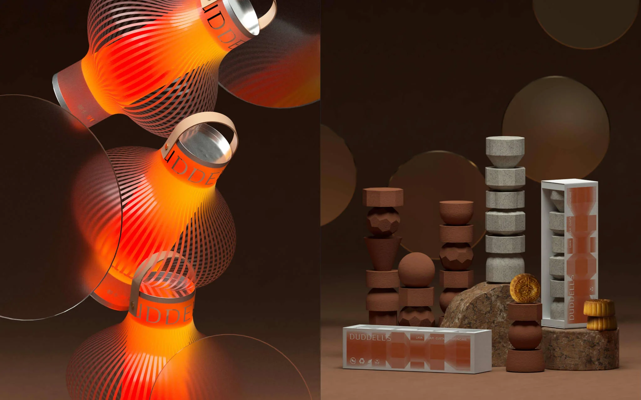 左：限量版 LED 燈籠流心奶黃月餅禮盒（八件裝，$618） 右：皇牌流心奶黃月餅禮盒（六件裝，$428）