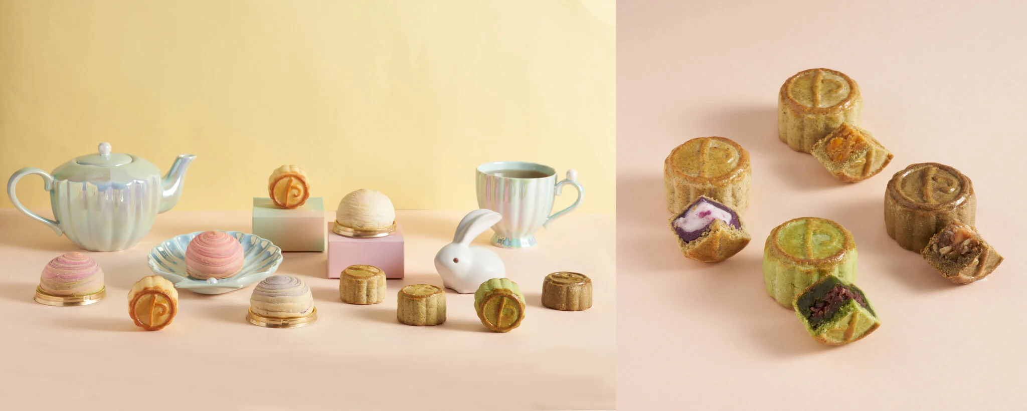 「彩虹酥皮月餅」禮盒（一盒 4 件，原價$168，早鳥價$148） 「特選茗茶月餅」禮盒（一盒 4 件，原價$168，早鳥價$148）