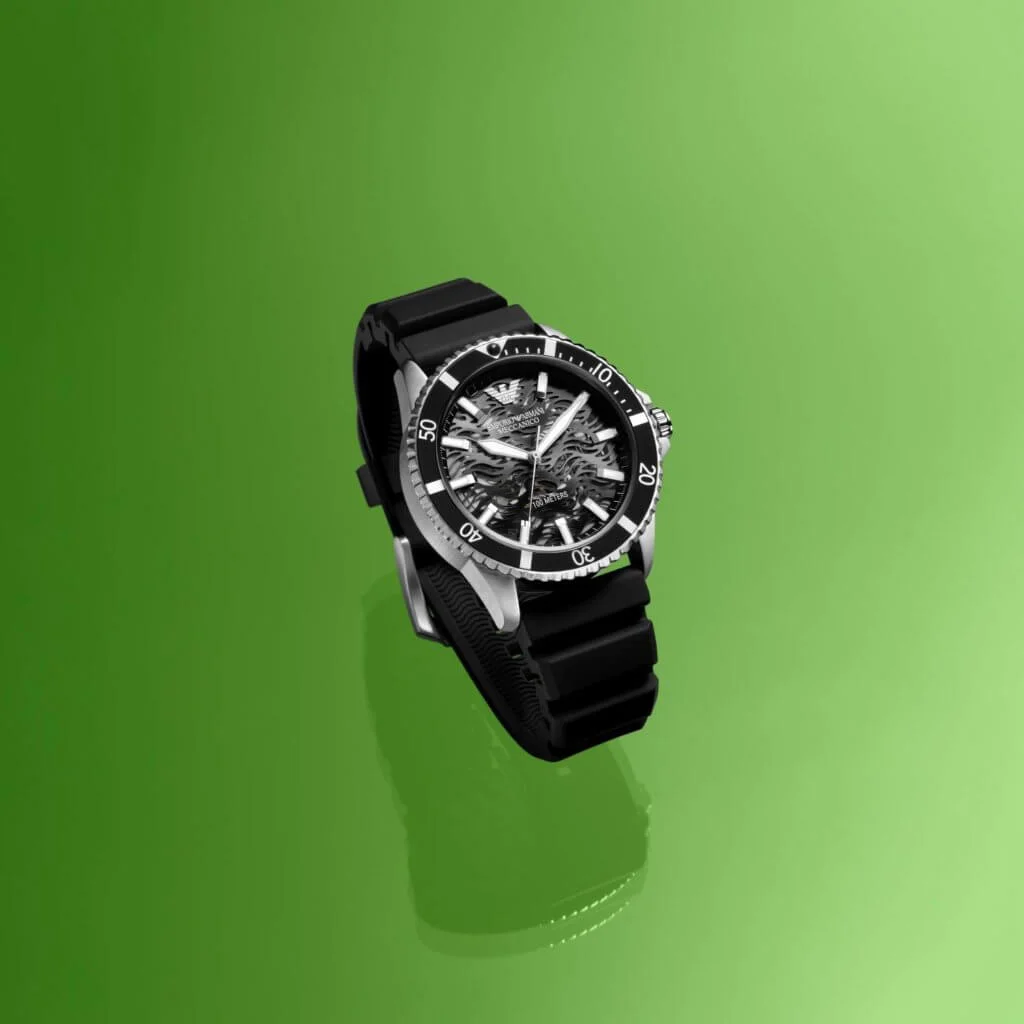 Emporio Armani 黑色矽膠錶帶自動腕錶(AR60062) $4,000