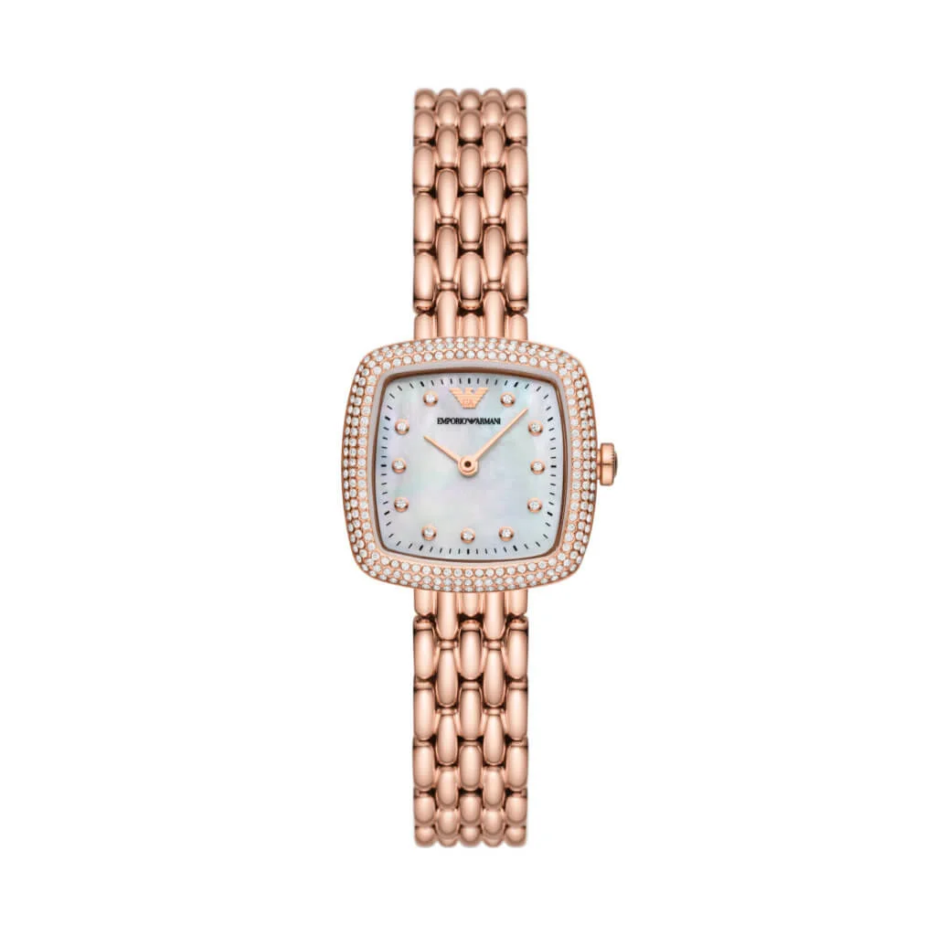 Emporio Armani 玫瑰金精鋼鏈帶腕錶(AR11496) $3,800