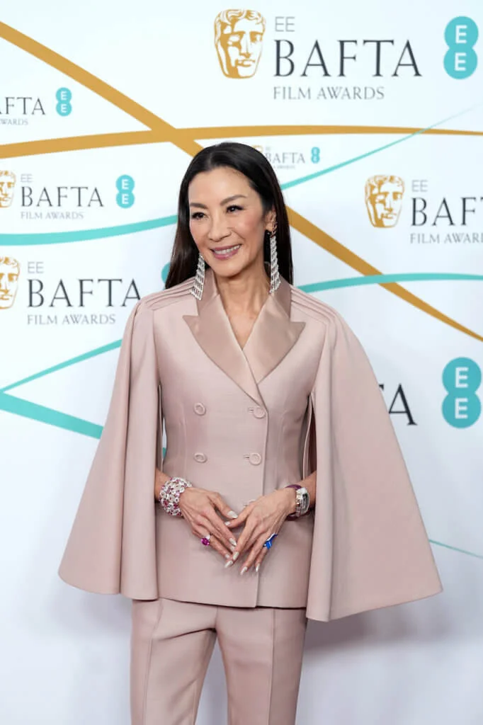 LONDON, ENGLAND - FEBRUARY 19: Michelle Yeoh attends the EE BAFTA Film Awards 2023 at The Royal Festival Hall on February 19, 2023 in London, England. (Photo by Dominic Lipinski/Getty Images)
