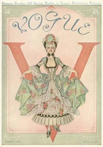 早期時裝雜誌封面不乏著名插畫大師，包括Helen Dryden，George Wolf Plank、Georges Lepape和FX Leyendecke。