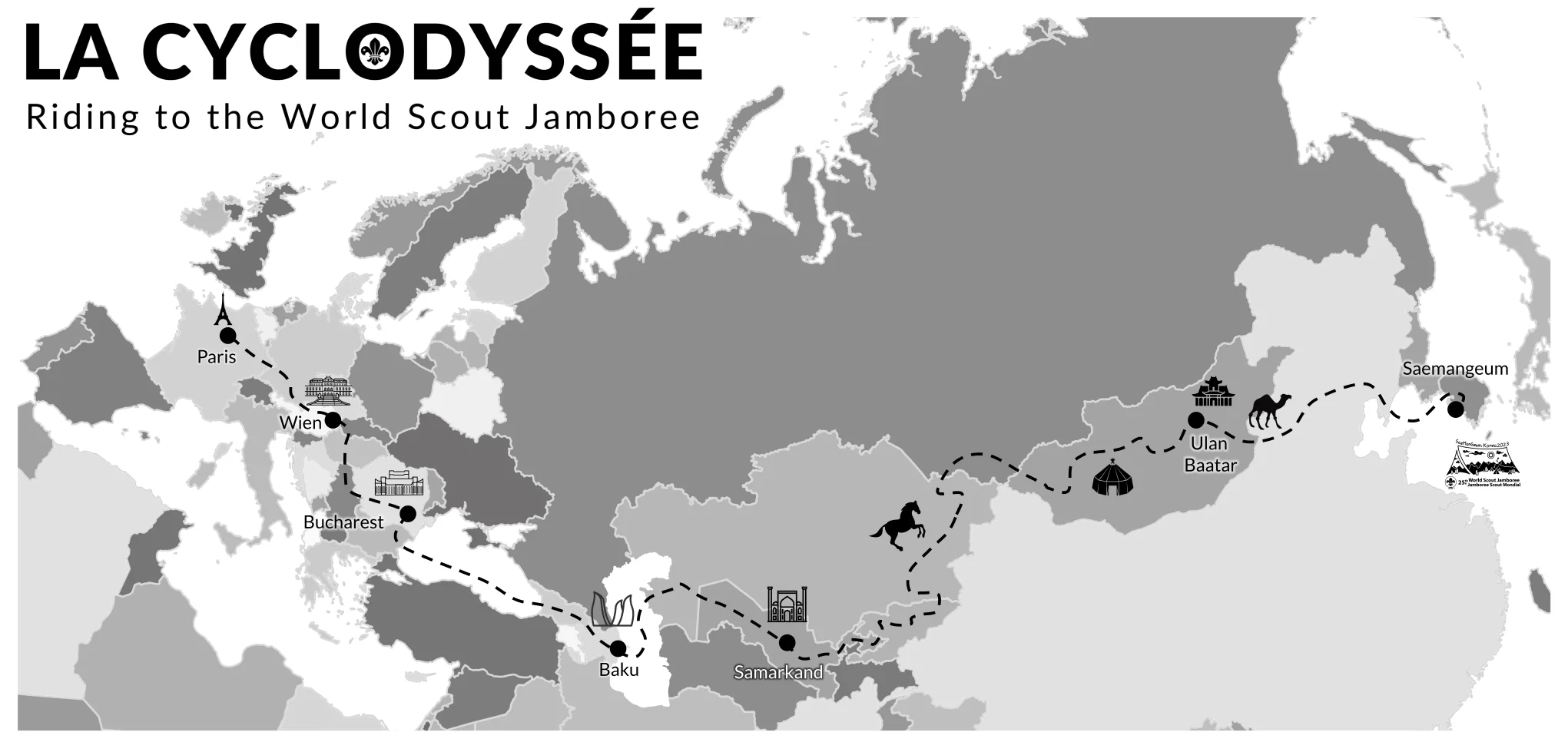 「Cyclodyssea」三人，兩年前起籌備這條橫跨歐亞十七個國家，全長15,606公里的單車之旅。