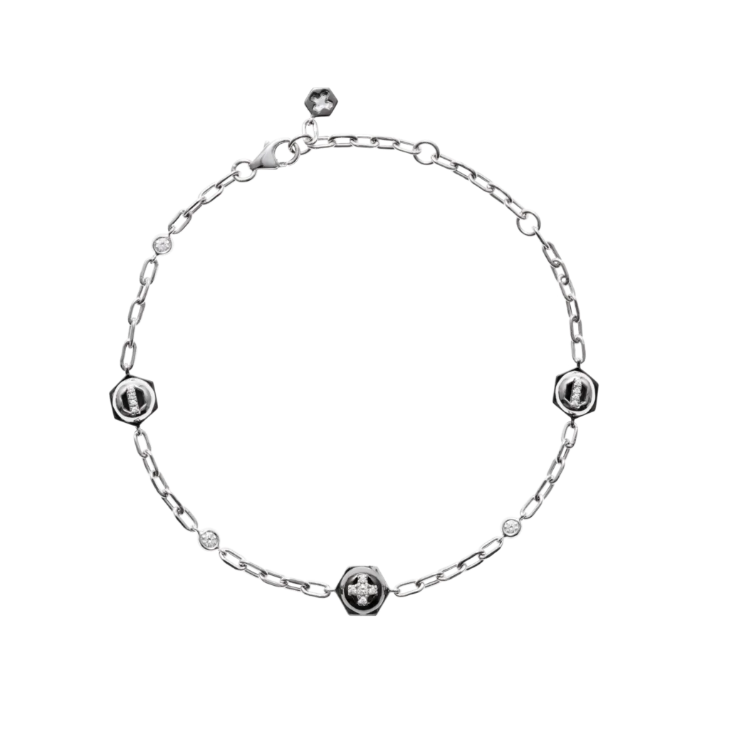 景福珠寶 螺旋珠寶系列白色黃金鑽石手鏈 $10,200