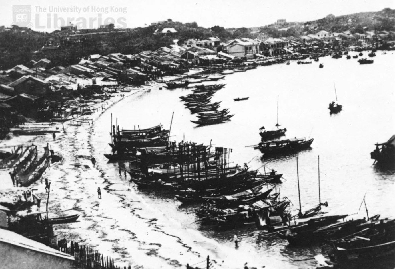 長洲漁船海旁，攝於1928年。（圖片：香港大學圖書館）