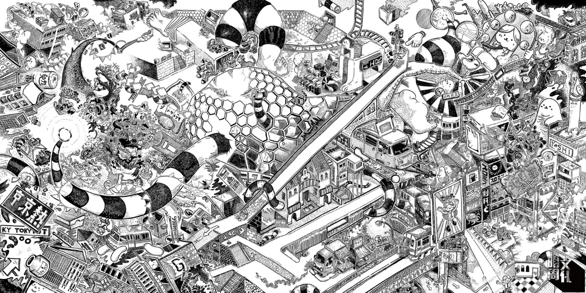 《好地地》三部曲的第一天、第二天獲去年 JIA（ 日本插畫家協會）Illustration Award 的銅獎； 圖為《好地地》的第二天。（圖片由Angryangry提供）