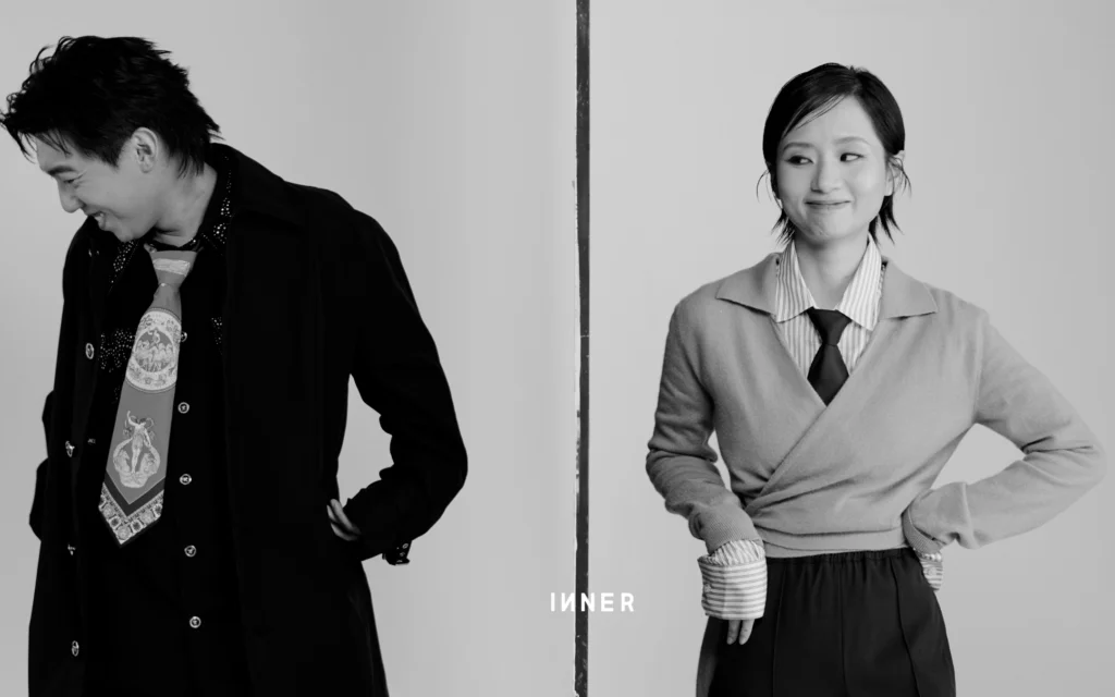 ON HENICK COAT, SHIRT & TIE, VERSACE PANTS, HOMME PLISSÉ ISSEY MIYAKE ON RACHEL TOP, SHIRT & PANTS, dolce & gabbana 