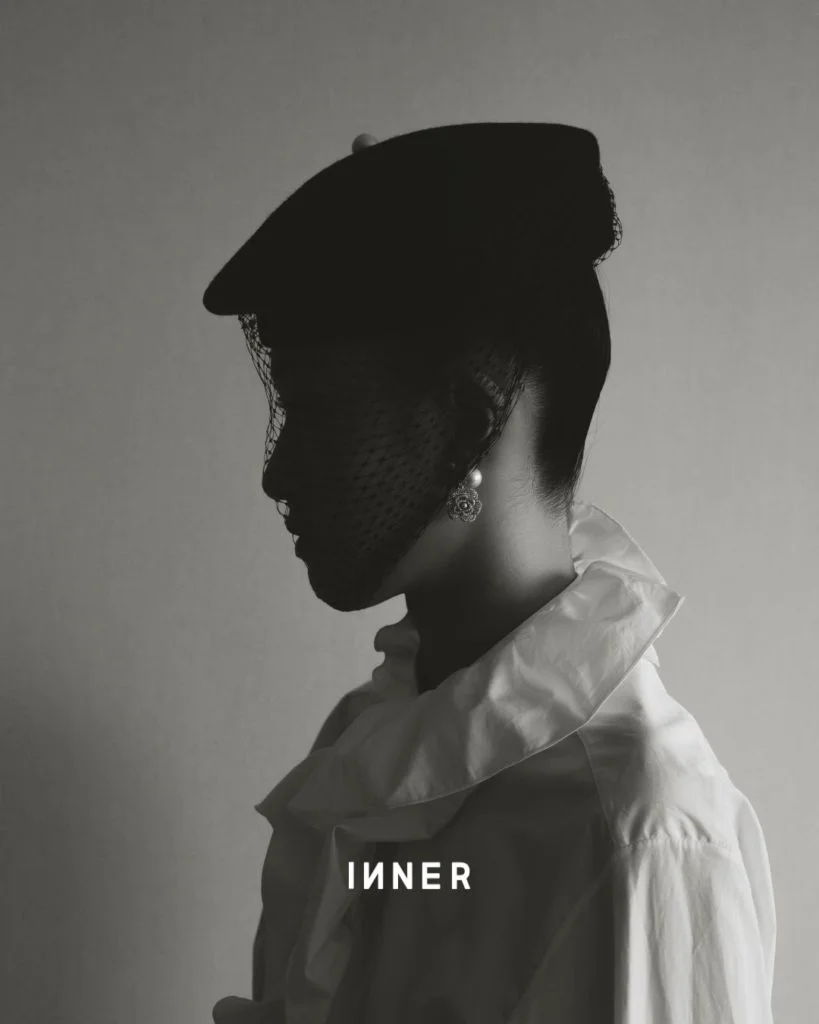 COTTON POPLIN RUFFLED SHIRT, DIOR CENTURY BERET WITH VEIL & DIOR TRIBALES EARRINGS, DIOR