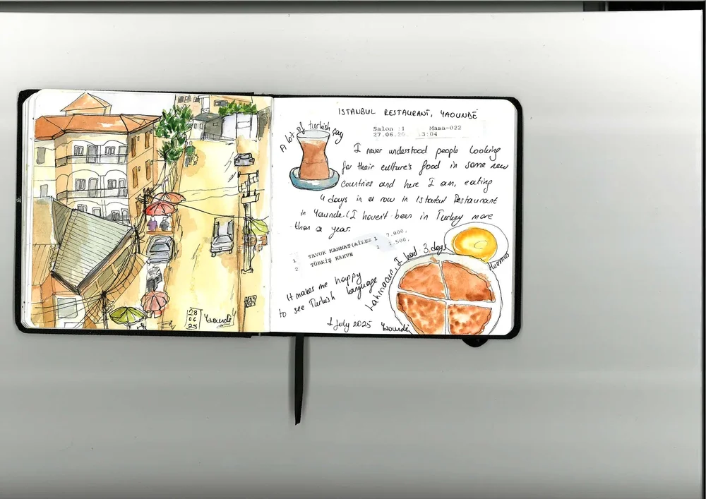 凡多古亦透過畫像表露思鄉之情。在外地工作，她偶爾會光顧當地的土耳其餐廳，吃吃家鄉菜式，並將之畫下。＠MSF