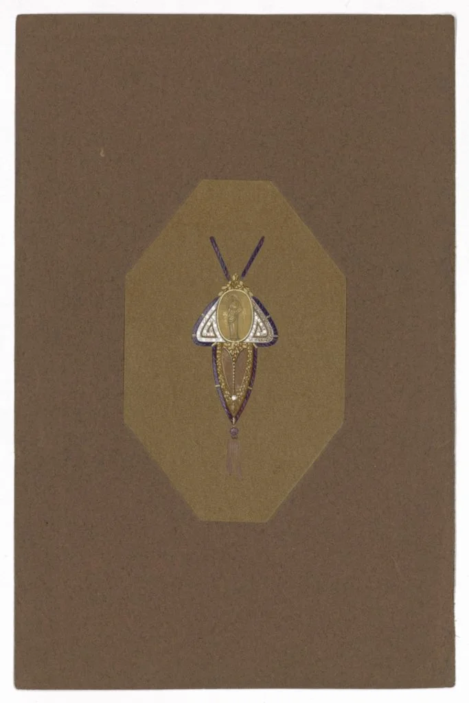 Bredillard-Hatot工作室吊墜錶手繪設計圖 (約1911年）