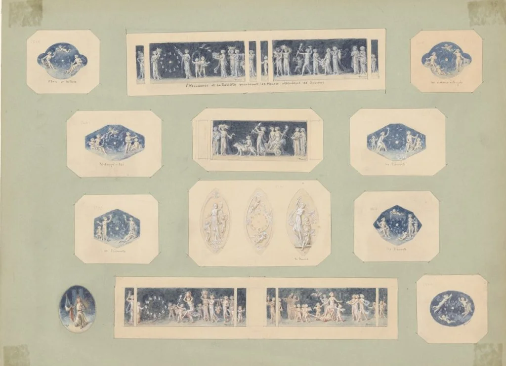 Fernand Paillet（約1890-1905年） 十二幅水彩微繪手鏈和錶盤手繪設計圖 (約1890-1905年)