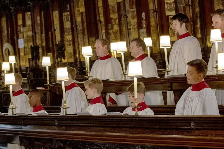 Members of St. George's Chapel Choir participate in a rehearsal before evensong and ahead of the May 19 wedding of Britain's Prince Harry and his fiancee, US actress Meghan Markle, at St George's Chapel in Windsor on May 14, 2018. / AFP PHOTO / POOL / Steve Parsons