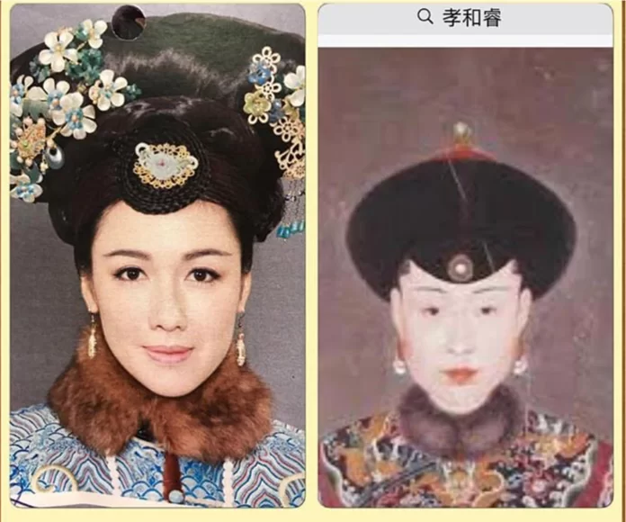 李施嬅飾演的皇貴妃，與角色真人孝和睿皇后相似度非常高，令人驚訝。