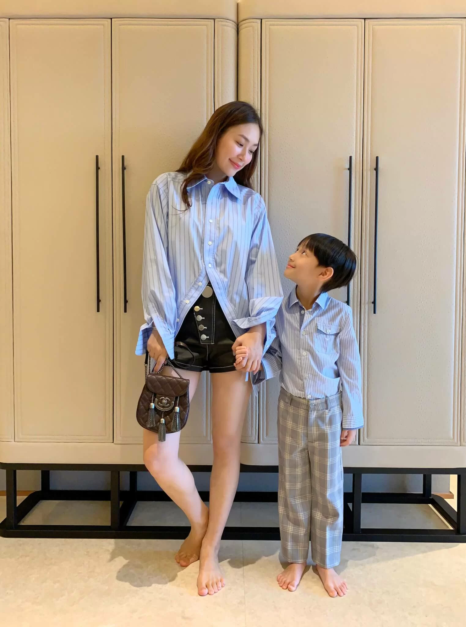 on Bobo Shirt:Ambush Shorts:Alexander Wang Bag:CHANEL on Brendan Shirt:Armani Pants:Nicholas Bears
