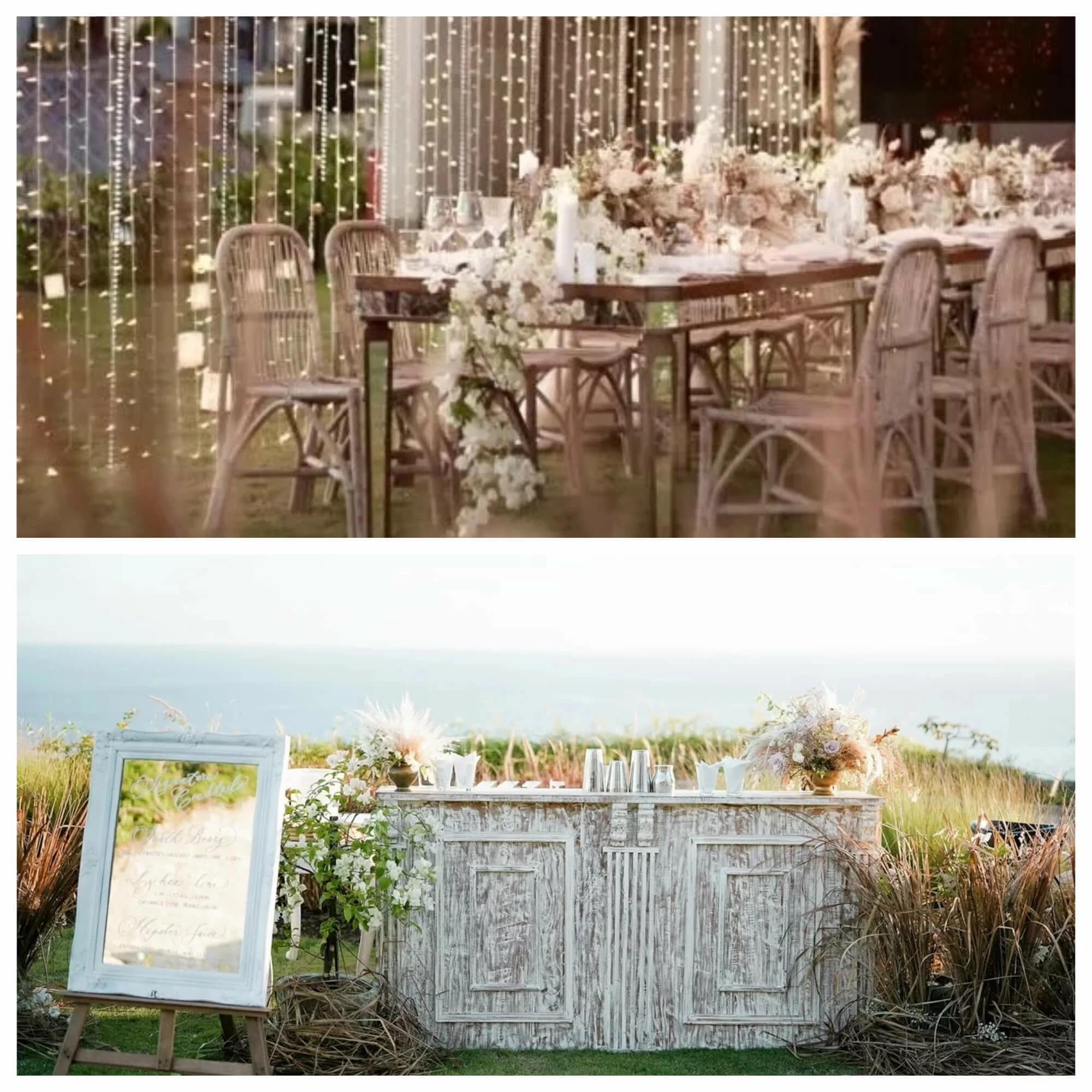 設計師巧妙的運用金黃色蒲葦茅草、乾枯金錢花等，營造出有層次感的大自然美