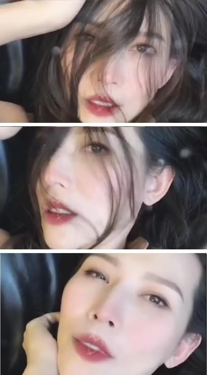 蔡少芬在微博上載短片，抹了胭脂塗上唇膏，秀髮隨風飄揚，大擺性感誘人甫士。