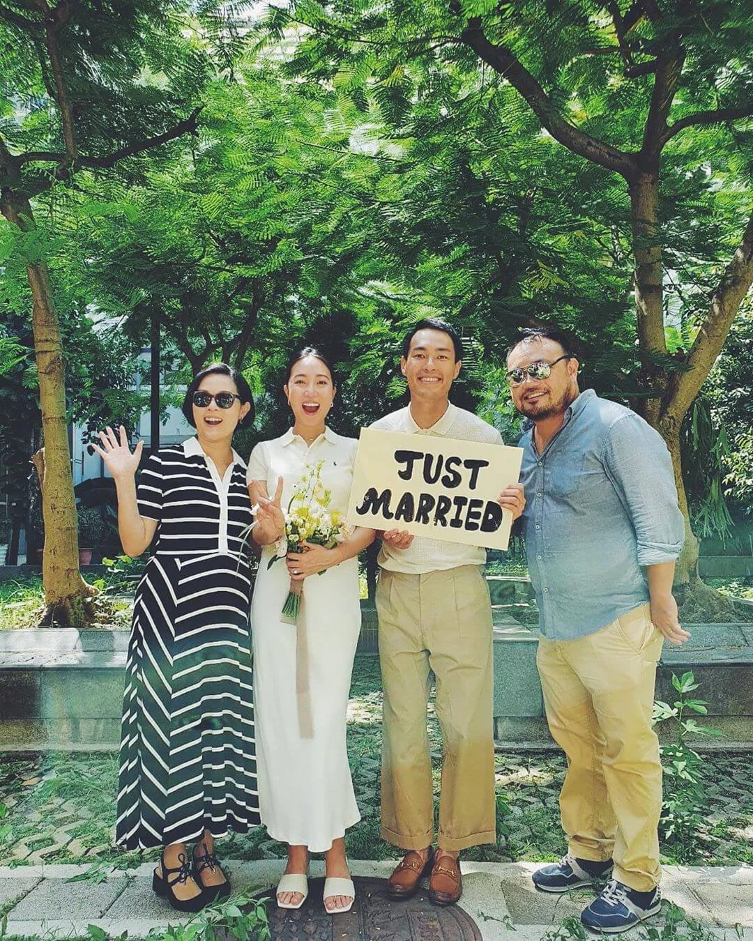 楊祐寧及太太Melinda、胞姊、姊夫。