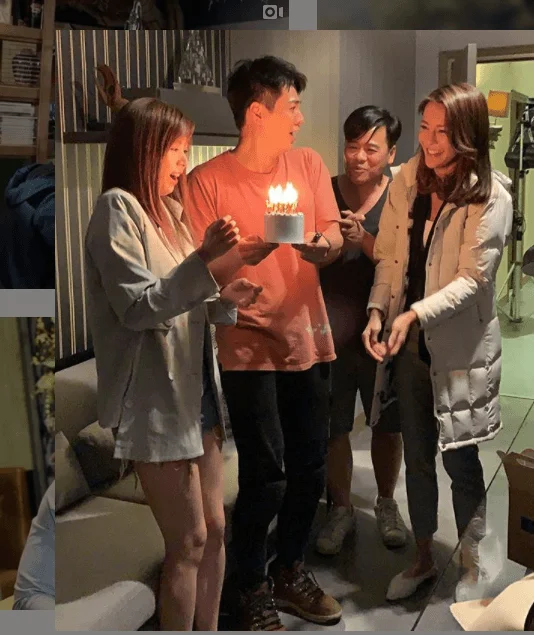 張秀文、張曦雯及韋家雄拍《木棘証人》時,特別為羅子溢慶祝生日。
