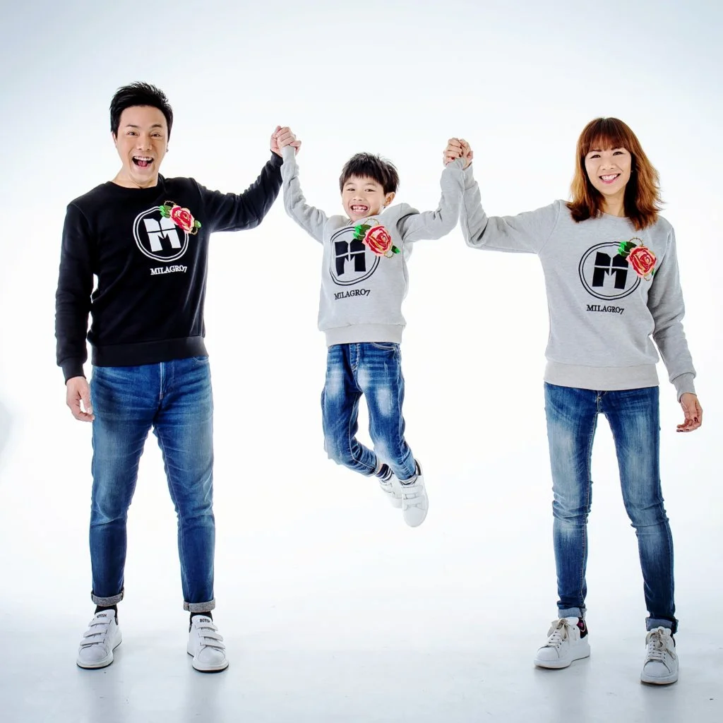 章志文與太太陳念君曾經創立自家時裝品牌，一家三口更充當生招牌。