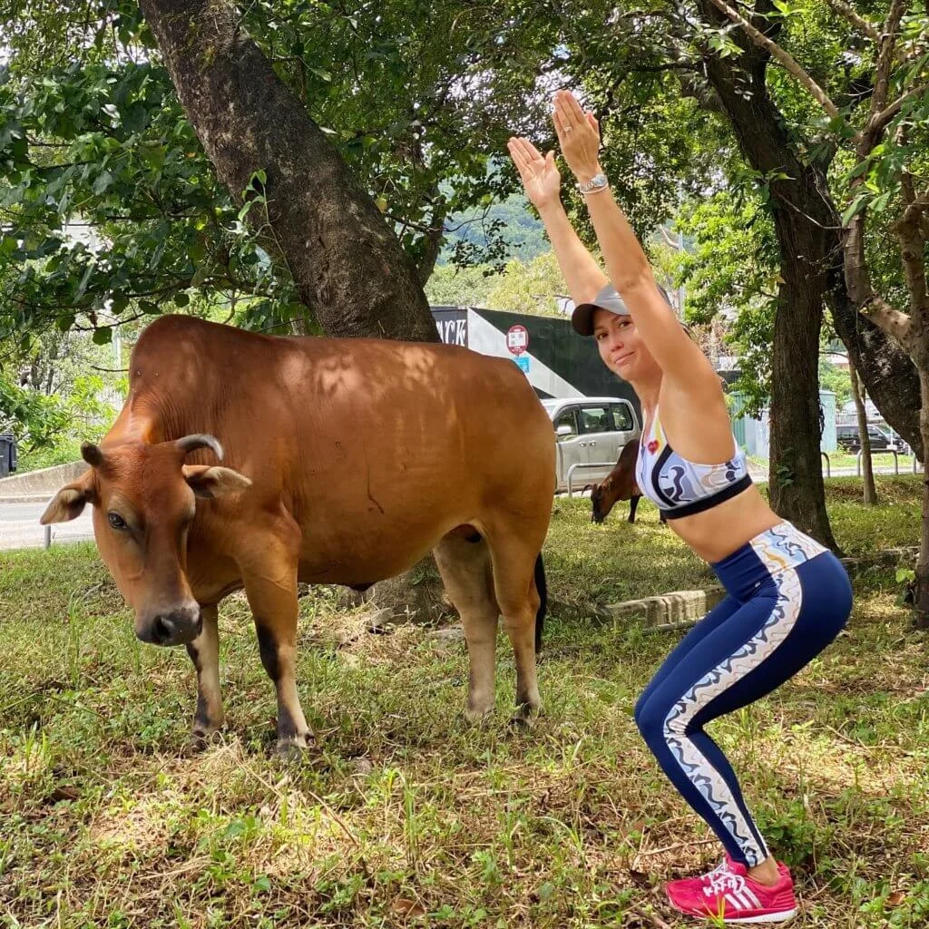 貝安琪喜歡接近大自然,尤其是在室外練瑜伽,有種人與大自然融為一體的感覺。