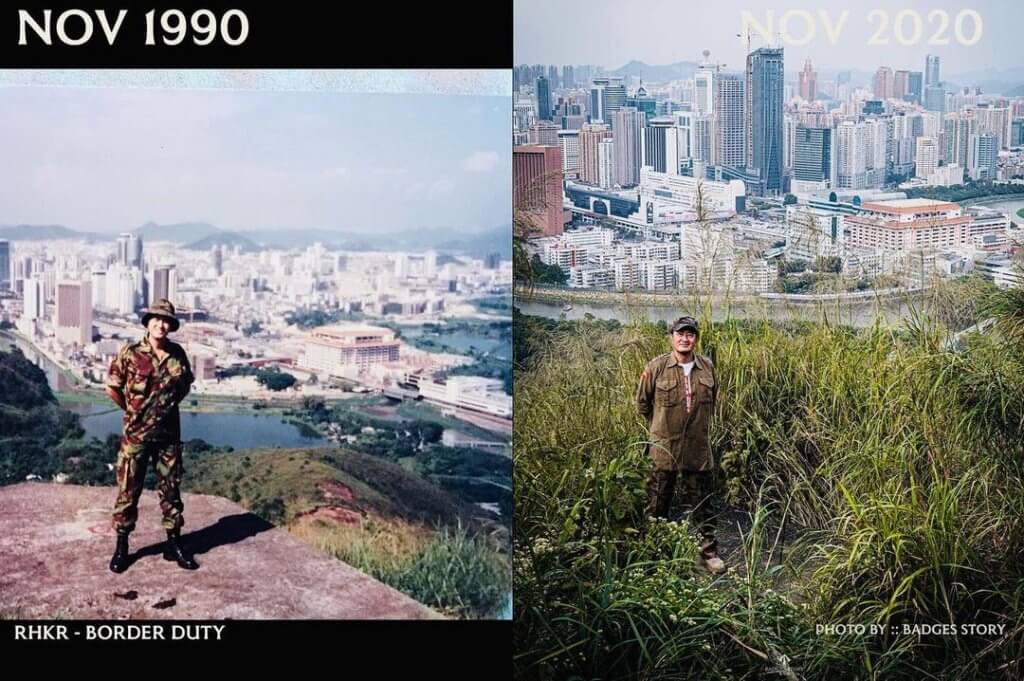 鄧梓峰1990年曾駐守邊境，他最近貼出相隔三十年的新舊對照圖。