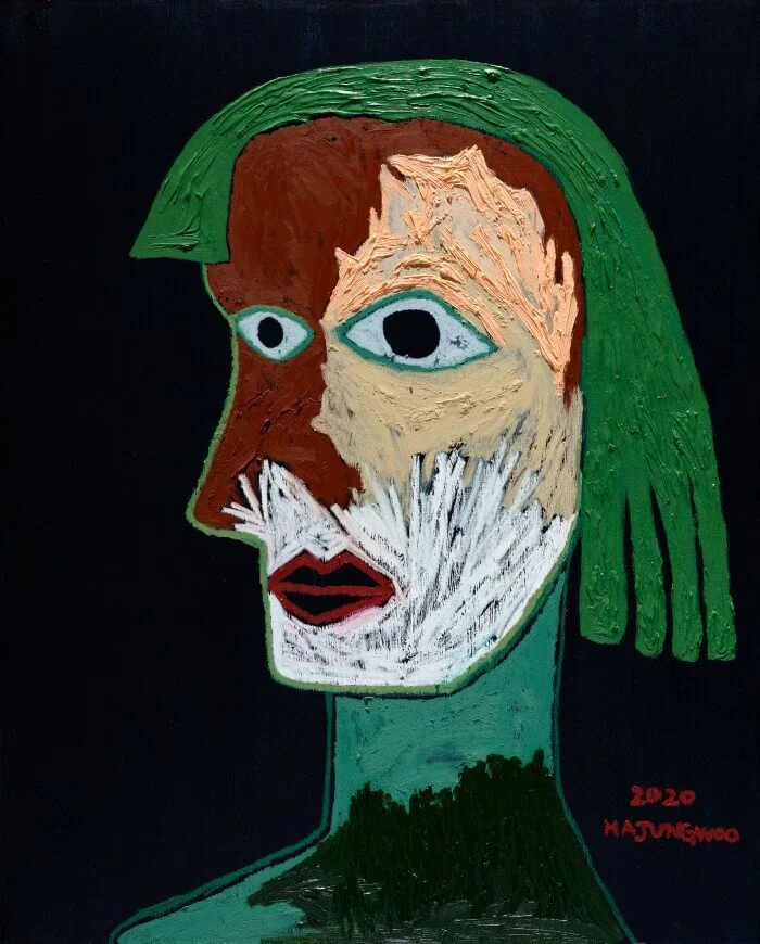 河正宇的人像畫散發抽象意味和奇想