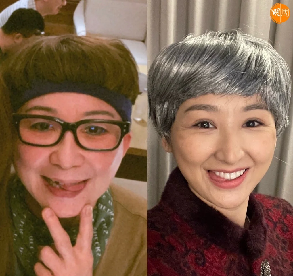 高海寧曬母親照片作對比。