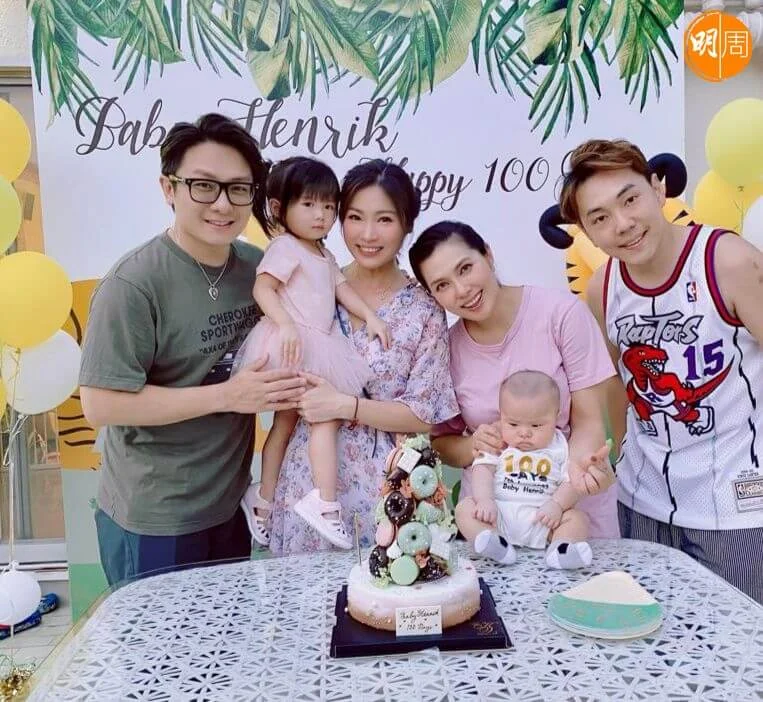 （左起）歌手潘敬祖，亞洲小姐鄭伊娜及歌手蘇煒喬也有出席百日宴。