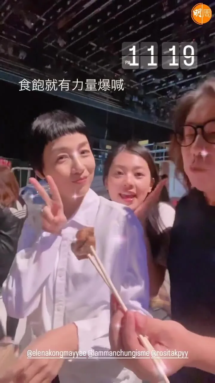 Yuki因為食了美儀姐的雞翼有氣有力，拍喊戲一Take過。