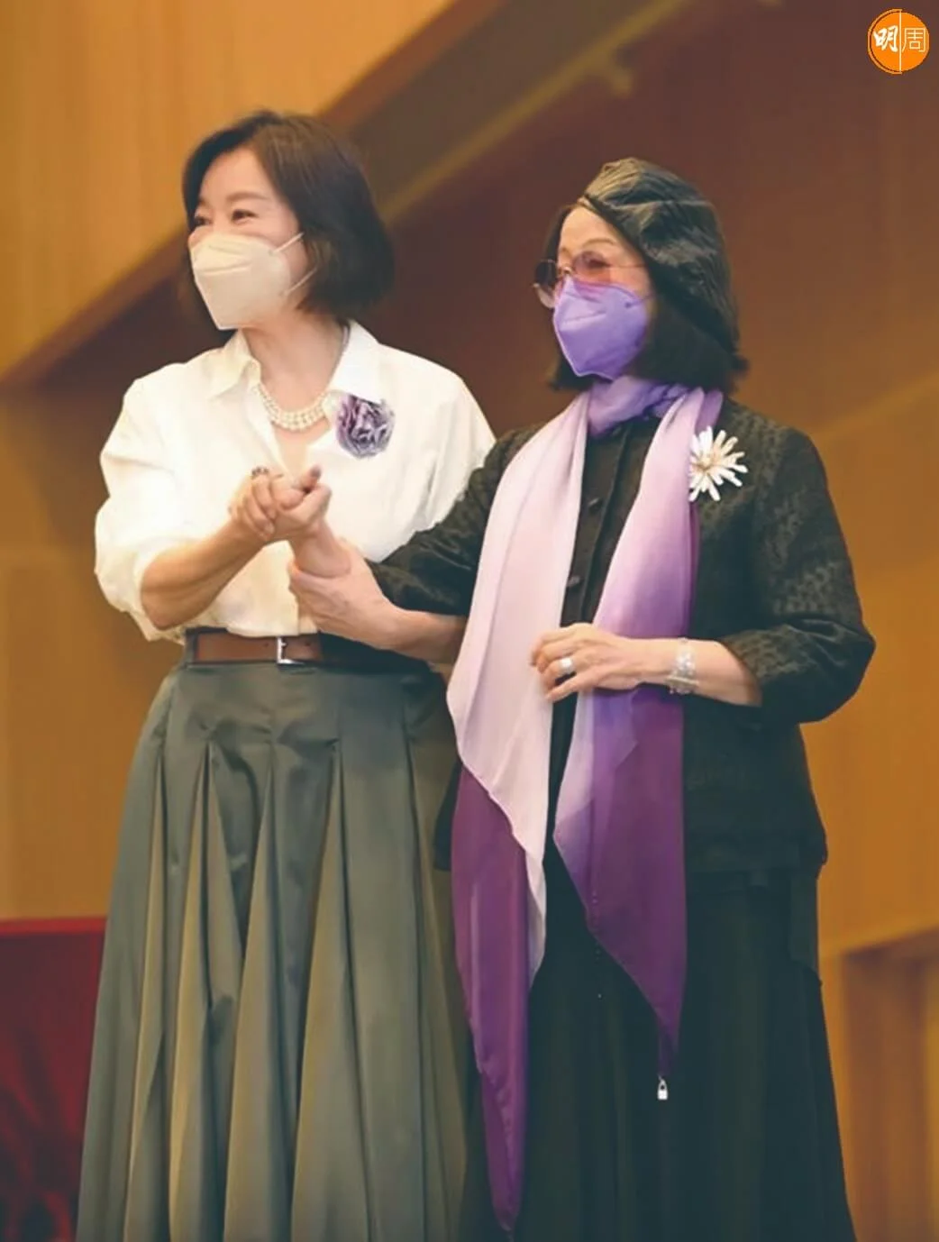 談心，是坐着說。但一個半島的回憶，造就了本來坐得離彼此老遠的林青霞和金聖華宛如拍劇照般，給了大家一張有故事的合照。如果不知道典故，這一扶也就是某種典故，無心插柳，天作之合。